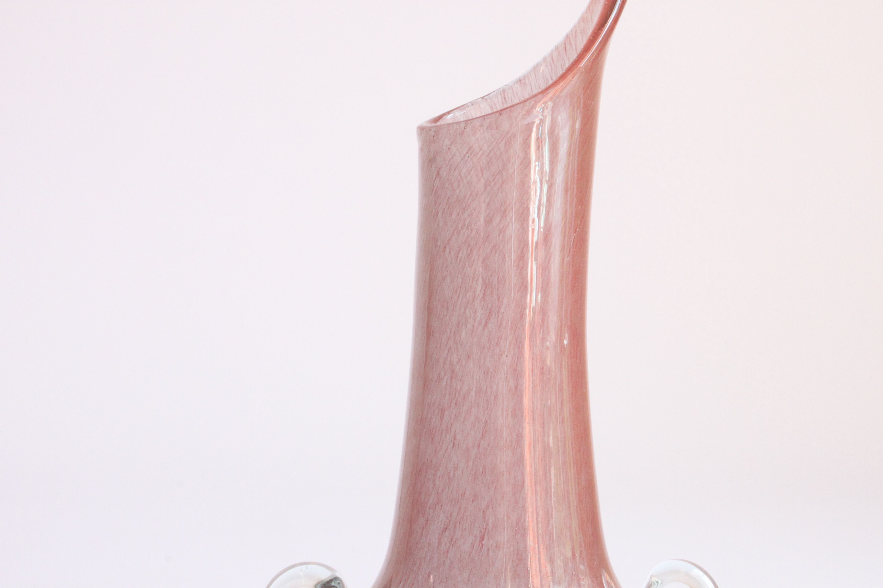 Pink Pulegoso glass vase with little ears, 1960s