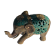 Éléphant en laiton doré et patine verte vintage