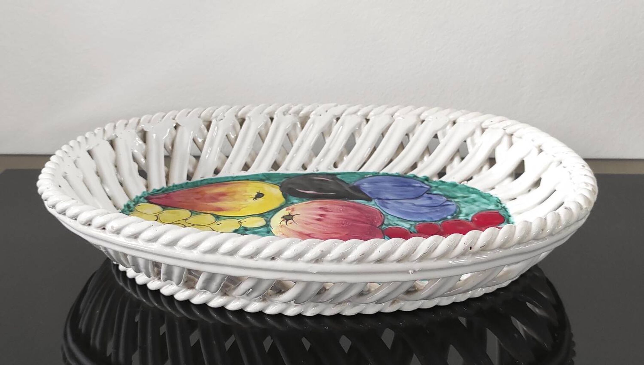 Plat à fruits "Intrecciata"vintage - céramique italienne