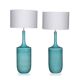 Paire de lampes de table en céramique bleue vintage française des années 1970