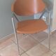 Leather and metal armchairs