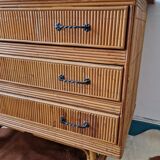 Commode en rotin et osier 1960