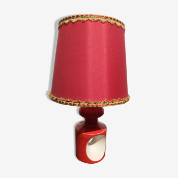 Lampe rouge en céramique vintage 60