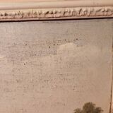 Old painting Oil on canvas Animated lake landscape signed Henry