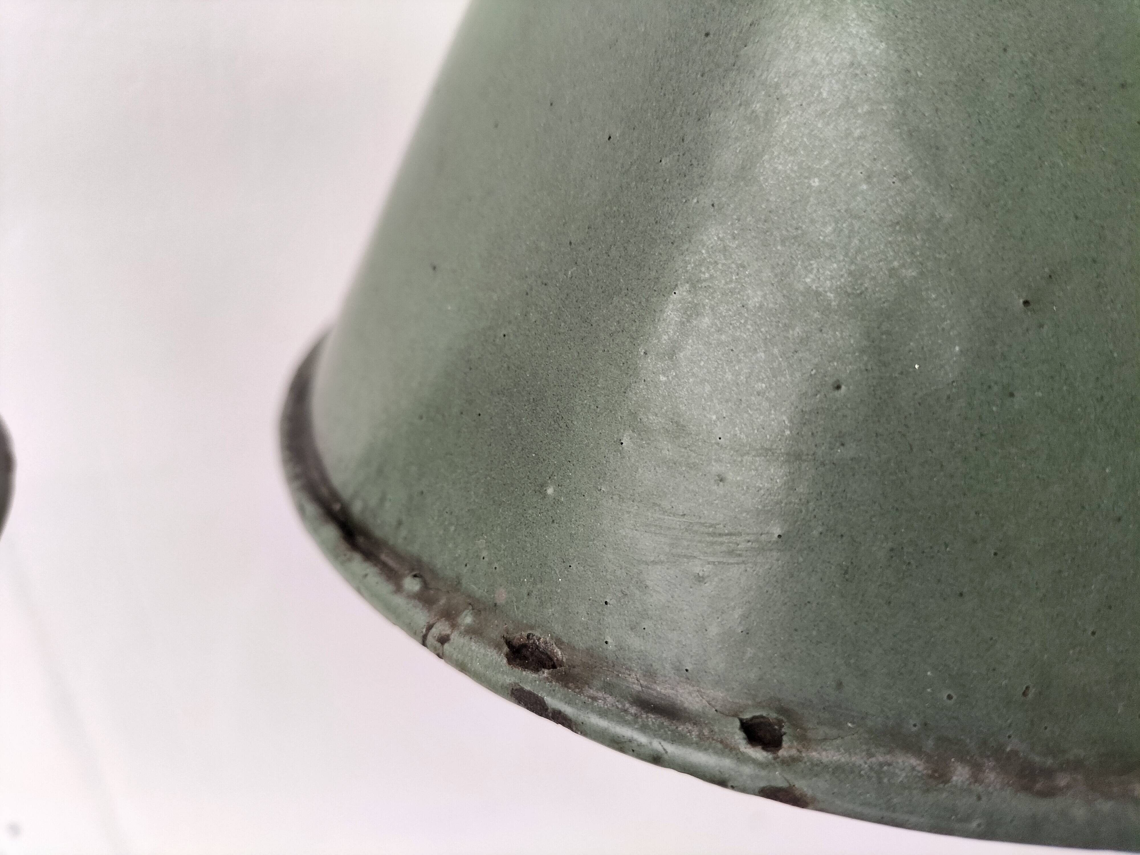 Enamelled sheet metal cone pendants