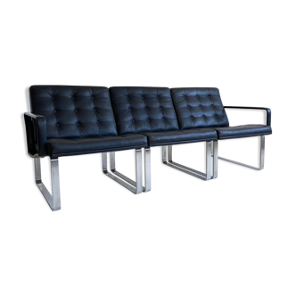 Mid Century Black Leather Modular Sofa by Gjerløv-Knudsen & Lind, Cado, Denmark, c.1960