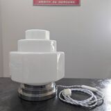 Vintage Skyscraper ceiling light, opaline glass table lamp, Bauhaus.