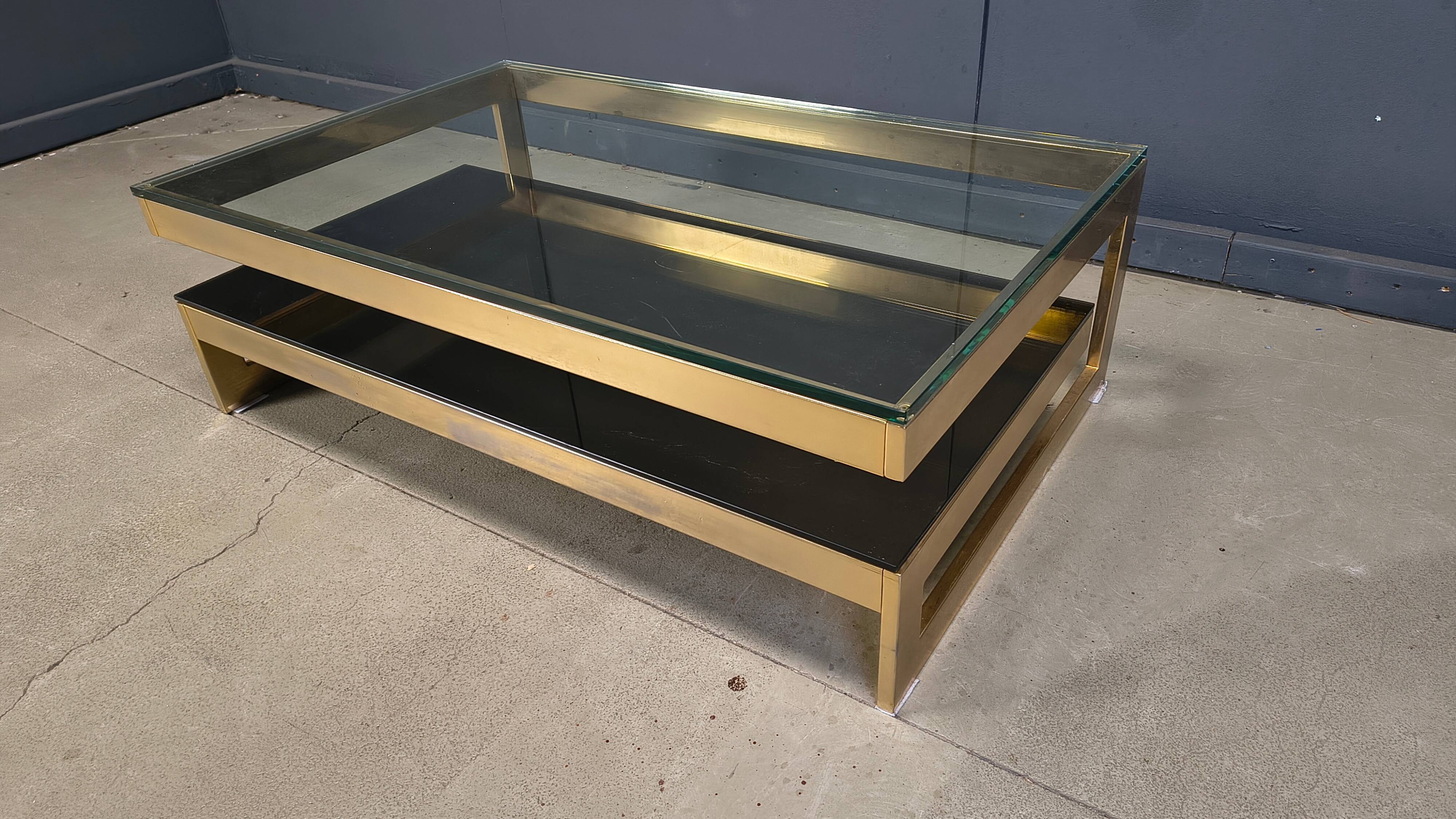 Vintage two tier Belgochrom 23kt coffee table, 1970s