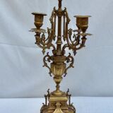 Ancient bronze candelabra 5 branches on a pedestal resting lion legs H-45cm- P-24cm