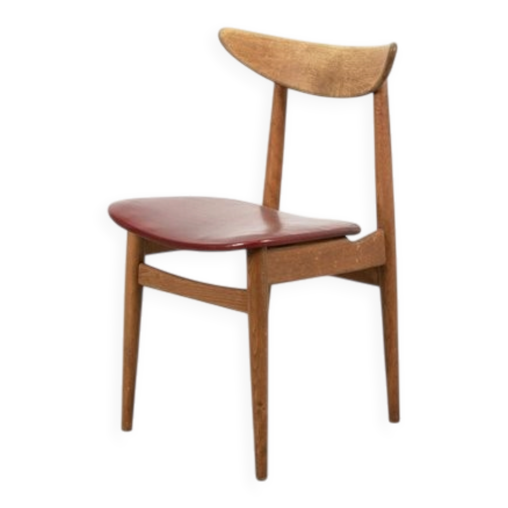 Chaise vintage avec simili cuir rouge