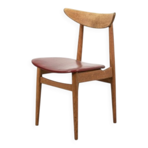 Chaise vintage avec simili - cuir rouge