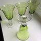 Set of 4 wine glass bubbled glass of Biot green 70s