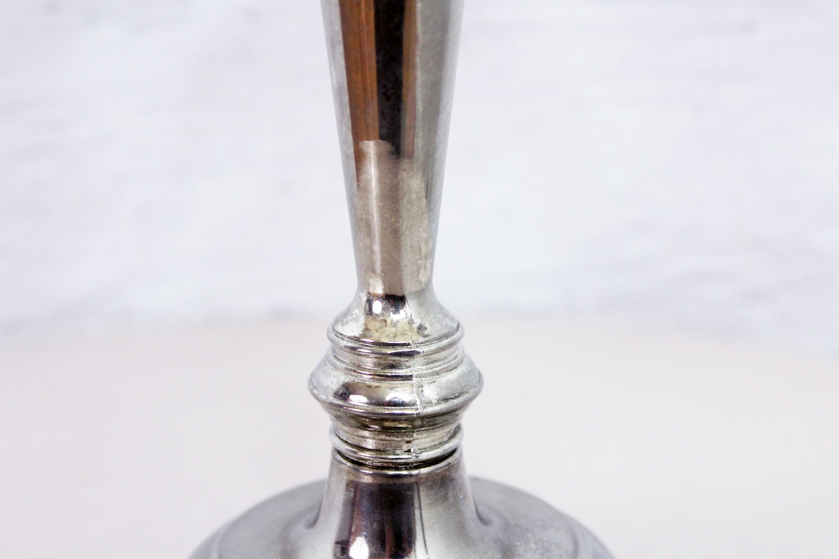 Large silver metal candlestick, groom candlestick