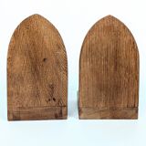 Pair of antique oak wood ball bookends