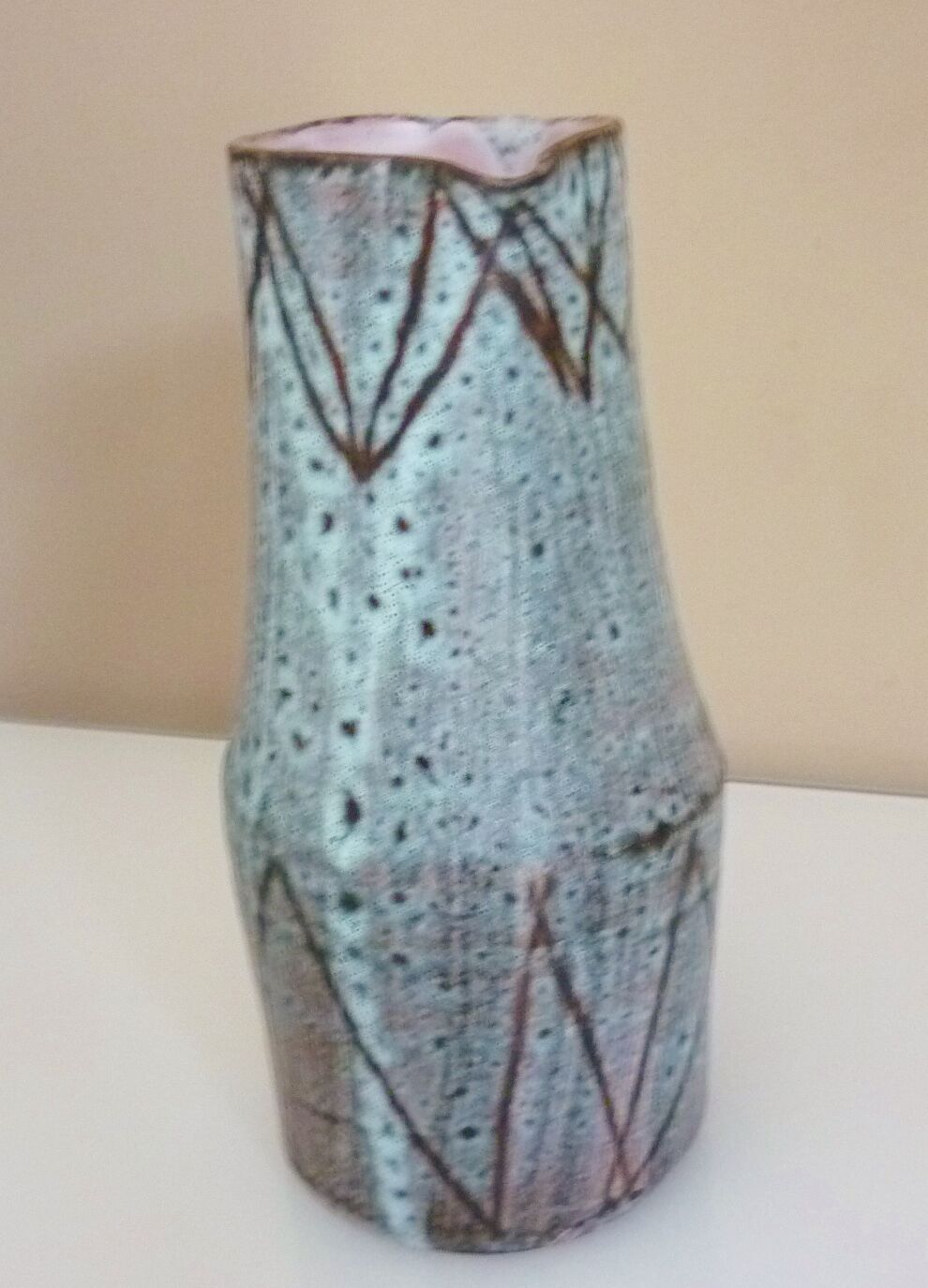 Pitcher signed Camos Vallauris, glazed ceramic, 60s/70s
