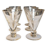 Six art deco glasses
