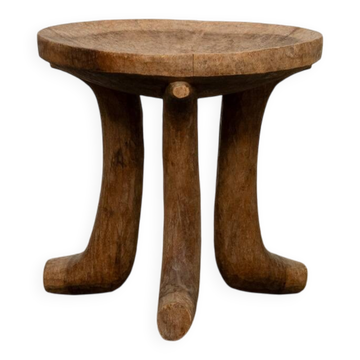 Ancient primitive monoxyle tripod stool from Ethiopia, Wanza wood.