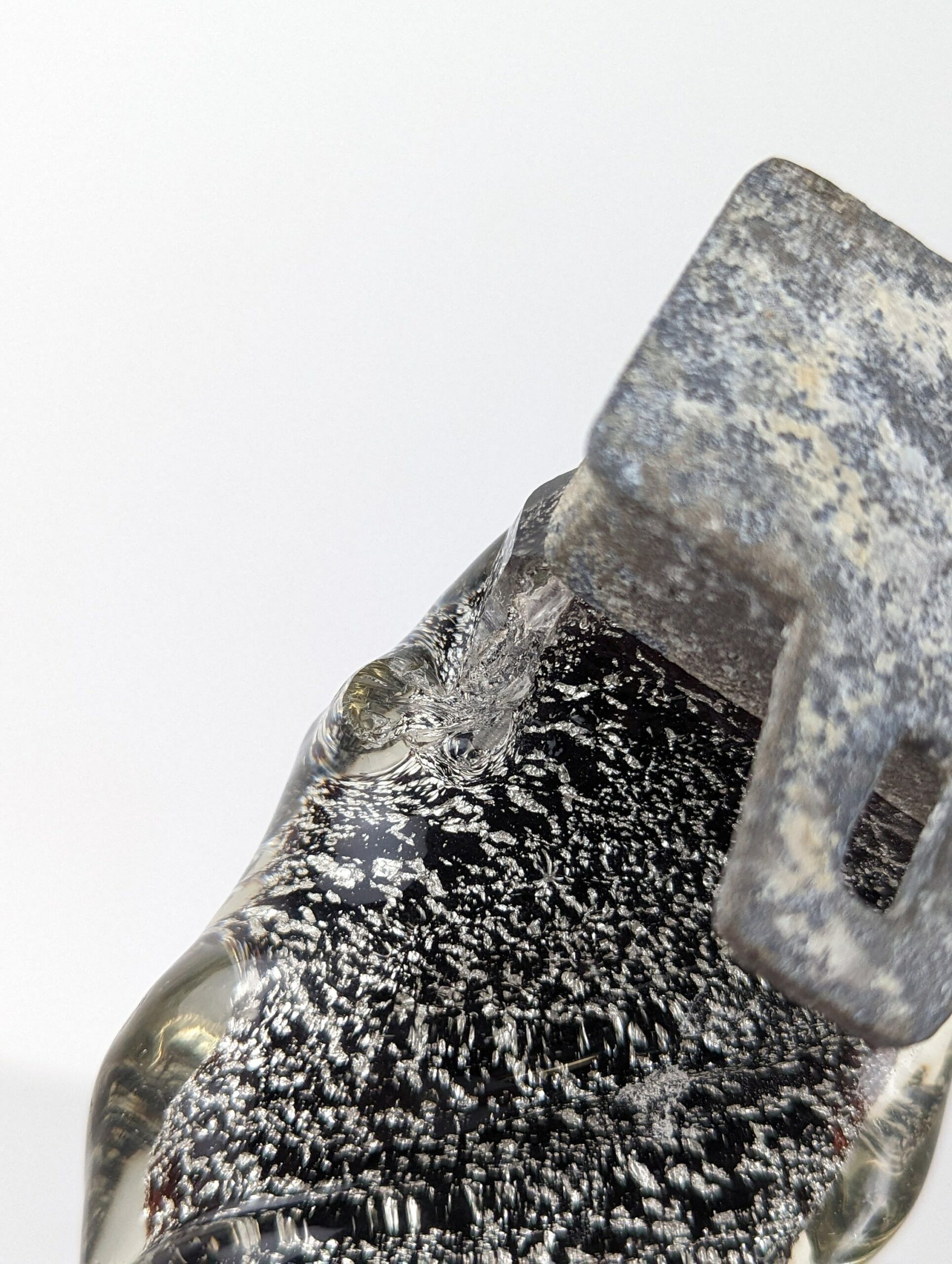 Pair of Hand-Blown Murano Glass Spiral Door Handles with Silver Dust, 1960s