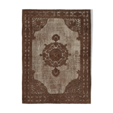 Handmade Carved Anatolian 1970s 215 cm x 292 cm Brown Carpet