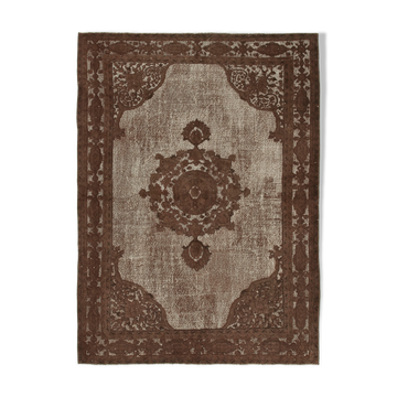 Handmade Carved Anatolian 1970s 215 cm x 292 cm Brown Carpet