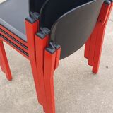 Set 4 - stackable chair Typy Massimo Papiri black red postmodern 1990s