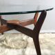 1960s round coffee table in teak and glass