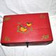 Vintage wooden trunk – toy chest or music box with painted stencil bird decoration.