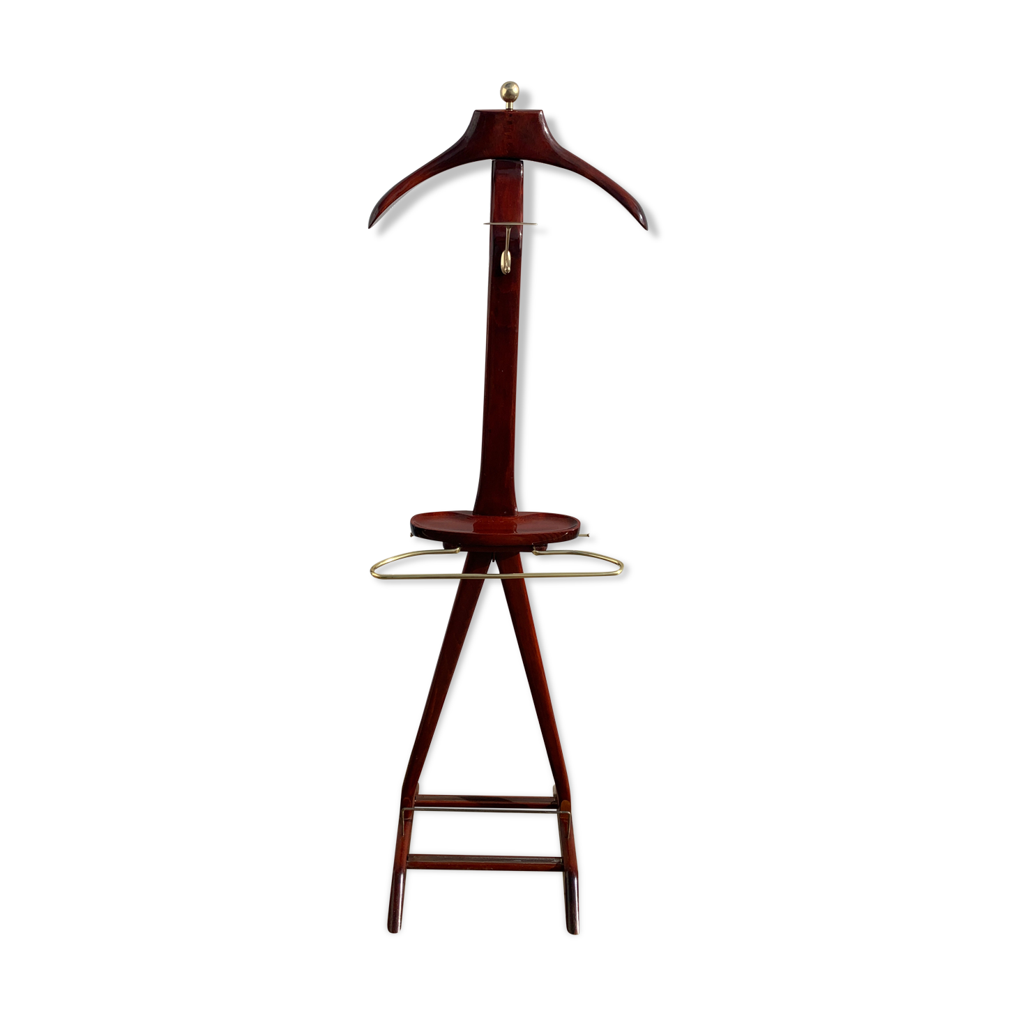 Night jack, anthropomorphic, brass mahogany, Ico Parisi, Fratelli Reguitti, 1950