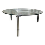 Solid steel and glass coffee table, 1960s