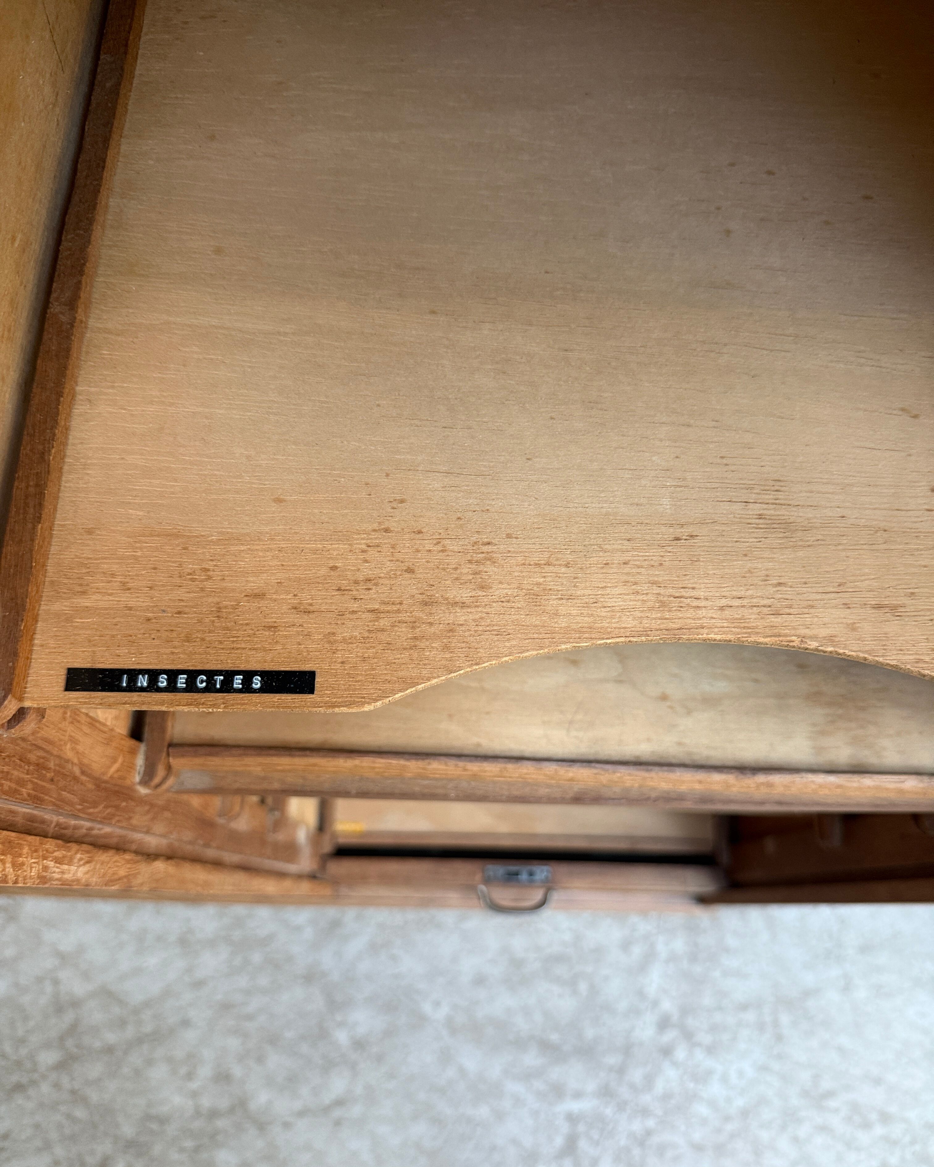 Oak filing cabinet with curtains (renovated)