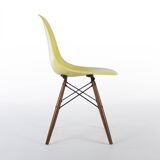 Ensemble de 4 chaises à coque latérales Eames DSW originales Herman Miller jaune citron