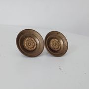 Pair of antique Empire furniture knobs from the 19th century in solid bronze.
