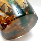 Grand vase en verre de Murano jaune et vert attribué à Fratelli Toso avec aventurine