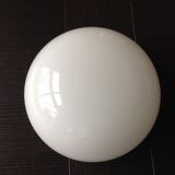 Half moon ceiling lamp in vintage white opaline 60s-70s