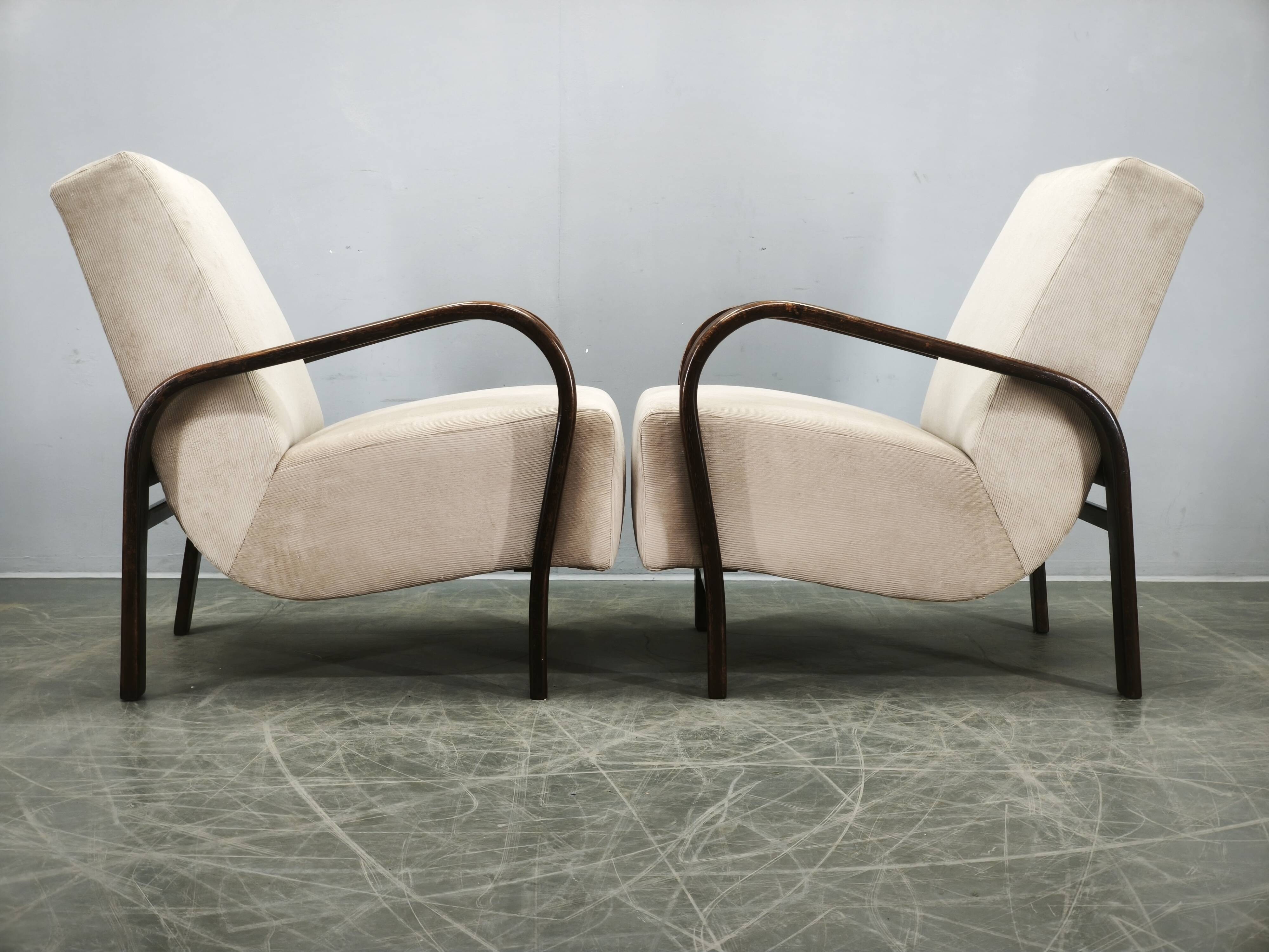 Pair of Kropáček & Kozelka Lounge Chairs for Interiér Praha, 1940s