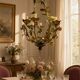 Tole Ceramic Flower Italian Chandelier 1960’s 