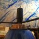 Mushroom lamp in glass paste