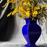 Blue earthenware vase