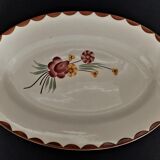 Oval earthenware serving dish HBCM Creil Montereau décor Huguette early twentieth century