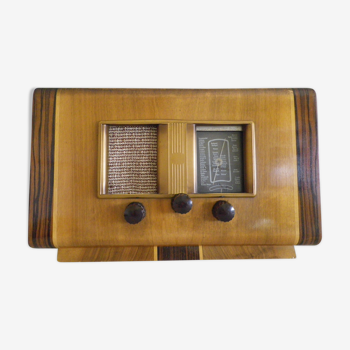 Poste de radio vintage de décoration bois, bakélite années 1950