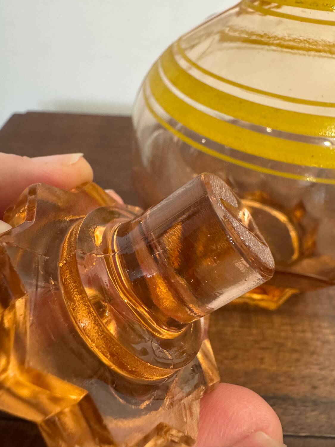 Vintage liqueur service in amber glass (decanter + 6 glasses)