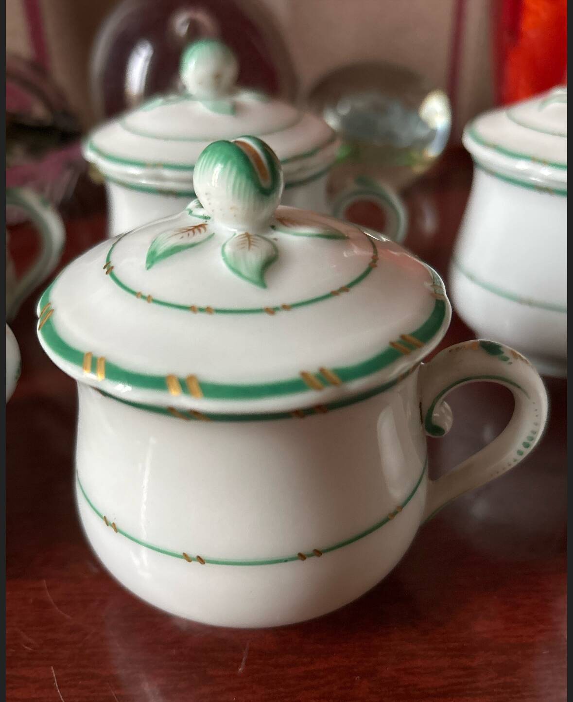 6 anciens pots a creme porcelaine de paris 19eme (1850) lot de 6