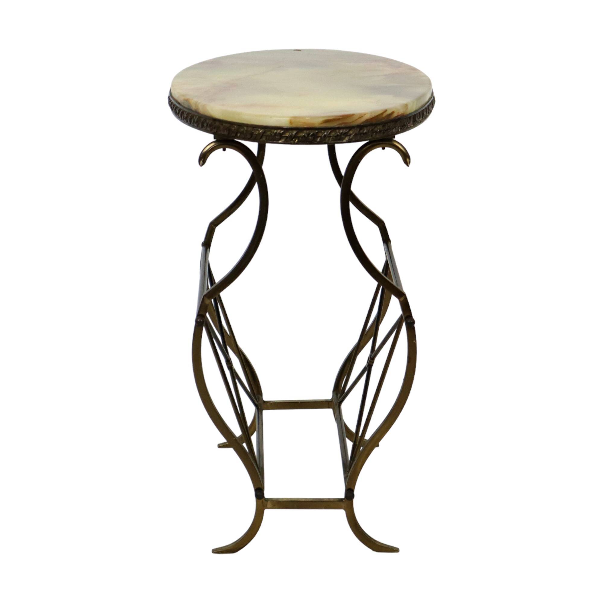 Vintage classic side table oval side table onyx marble brass sixties 64cm