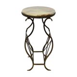 Vintage classic side table oval side table onyx marble brass sixties 64cm