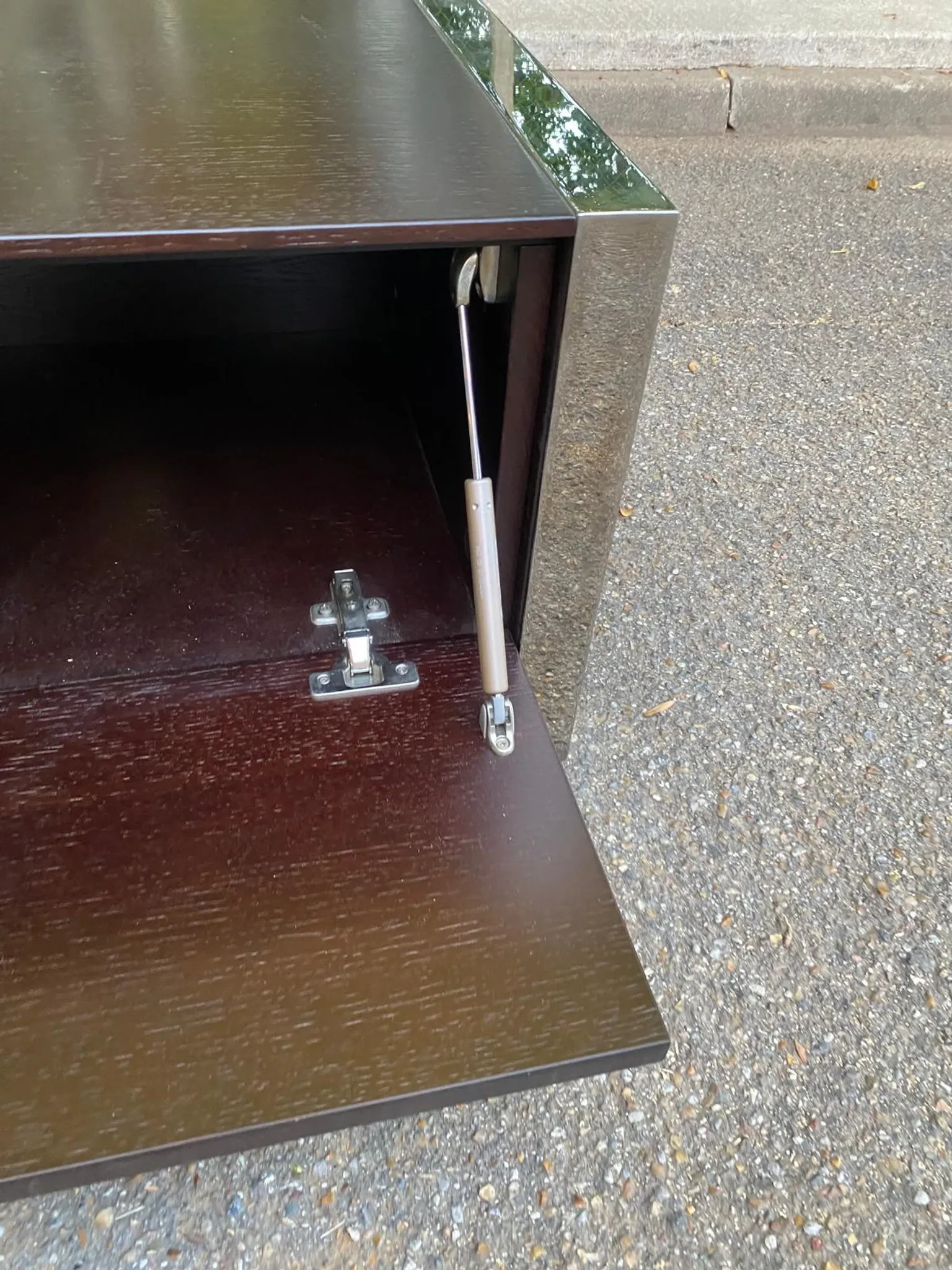 Low design TV unit XXL Dark wood wenge & chrome metal 120cm