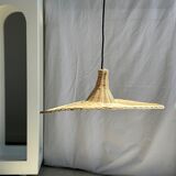 Small suspension, rattan luminaire in hat shape D:60cm