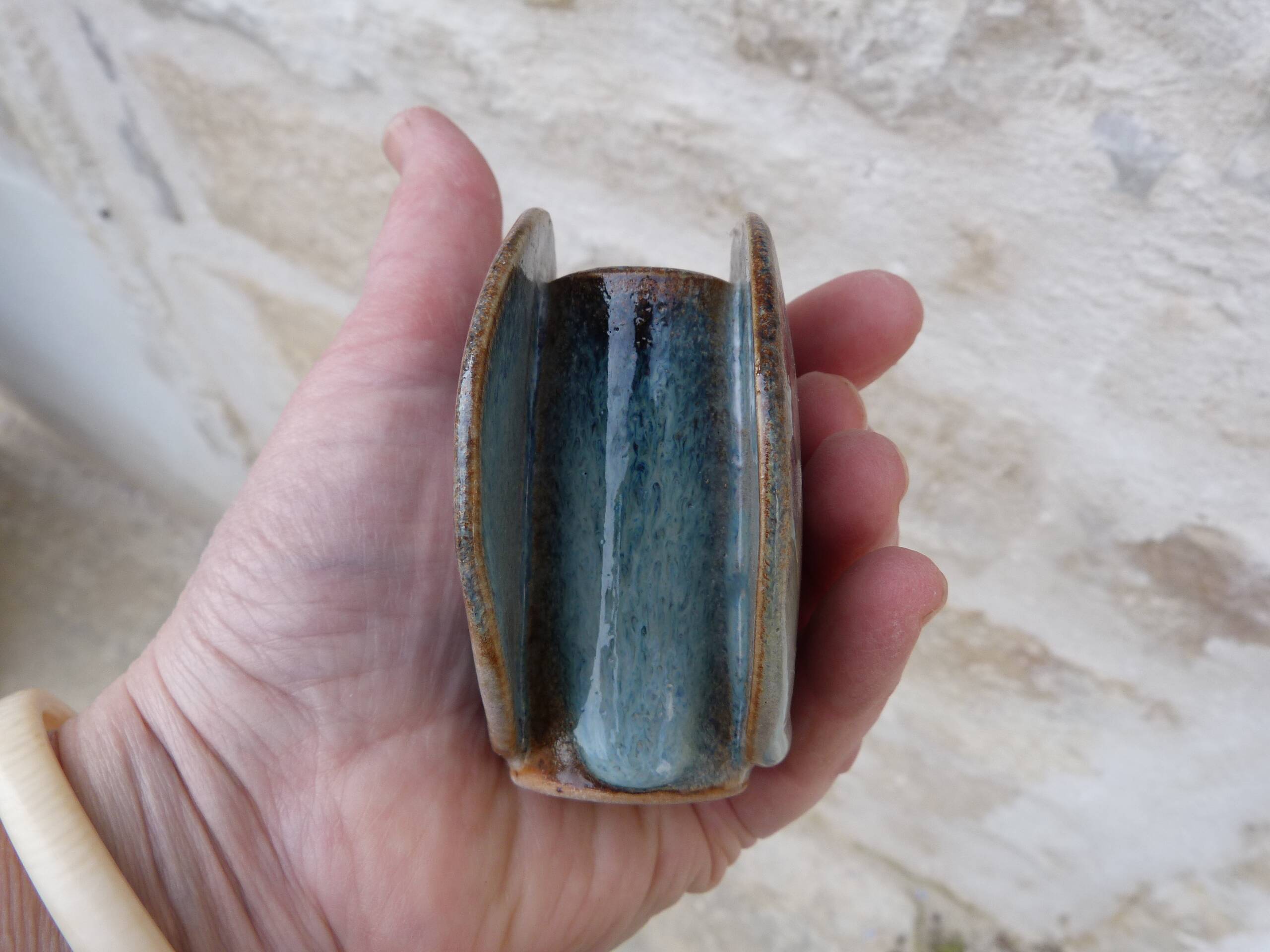 Vintage 1970s soliflore vase in flamed stoneware