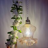 Vintage tulip pendant light in amber glass