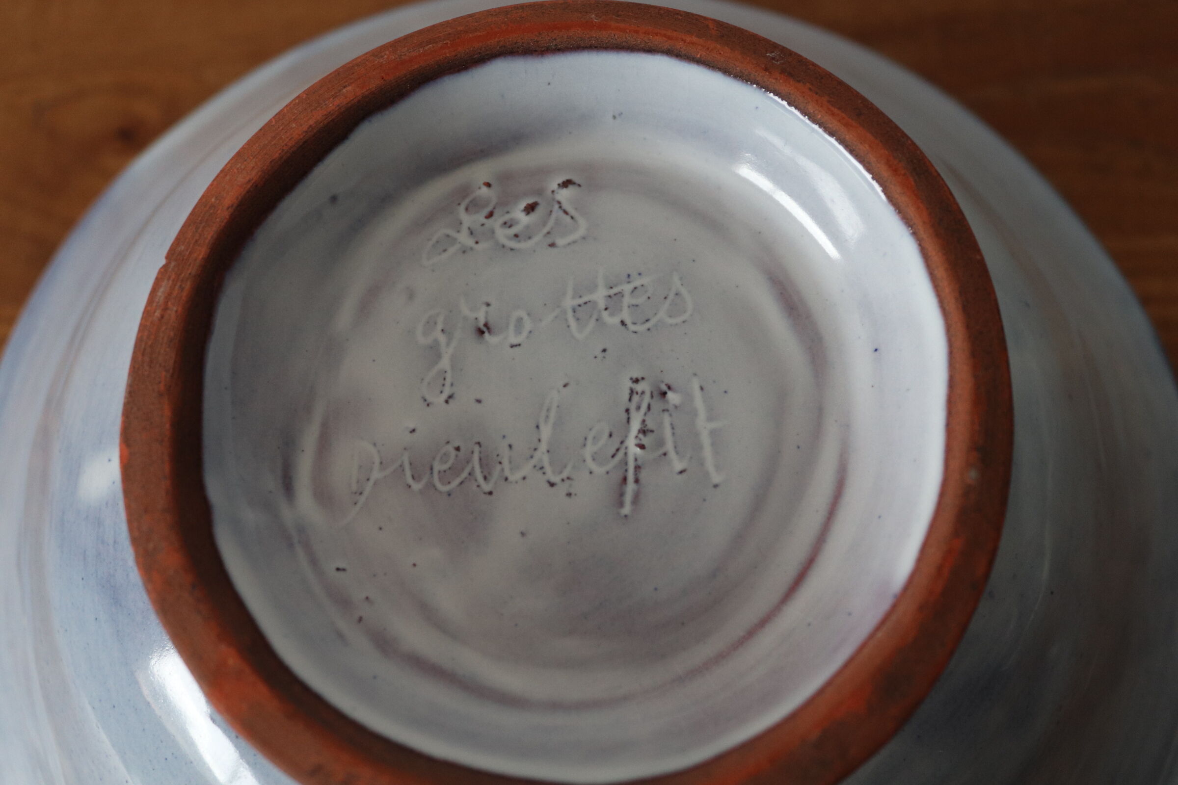 Blue ceramic salad bowl the Dieulefit caves
