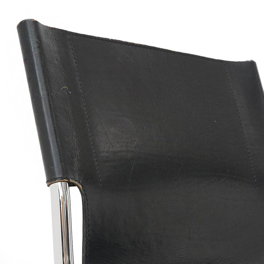 Pair of metal and leather chairs by Carlo Bartoli for T70, 1970s.